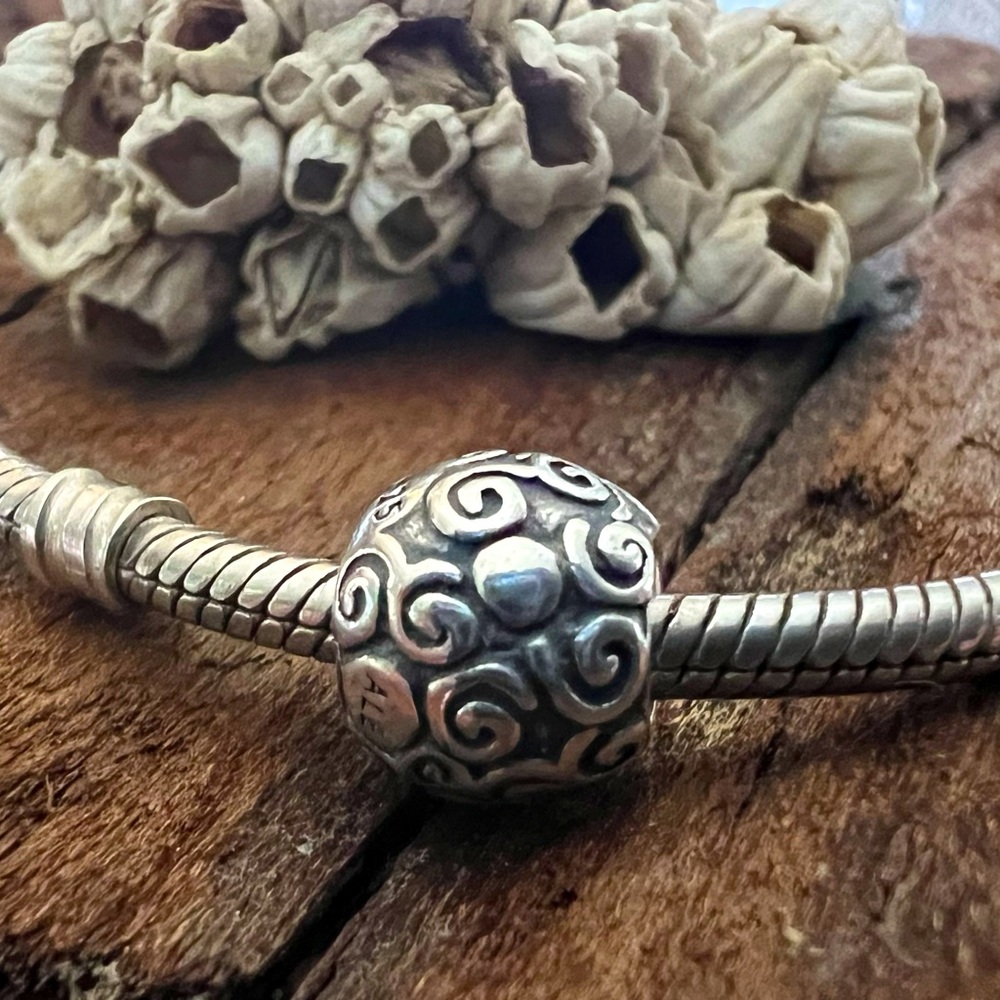 Authentic Pandora Swirl Heart Charm Dot Silver Charm Bead Swirls Dots Spacer